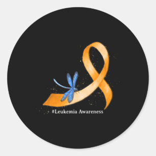 Adesivo Redondo Hippie Dragonfly Laranja Fita Leucemia Sensibiliza