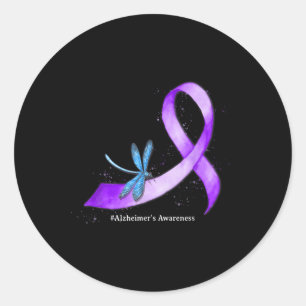 Adesivo Redondo Hippie Dragonfly Purple Ribbon Heimer Consciência