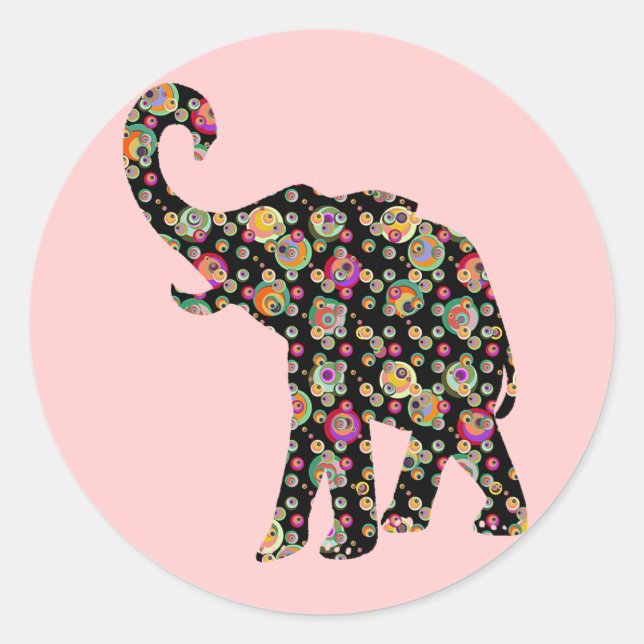 Adesivo Redondo Hippie Elephant Sticker (Frente)