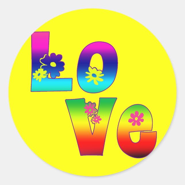 Adesivo Redondo Hippie Love Stickers (Frente)
