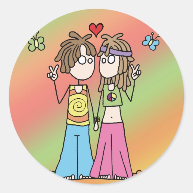 Adesivo Redondo Hippie Lovers Stickers (Frente)