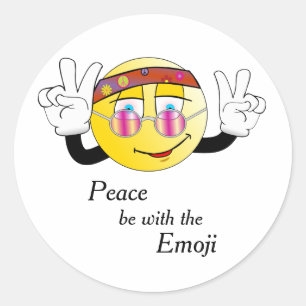 Adesivo Redondo Hippie "paz" Emoji