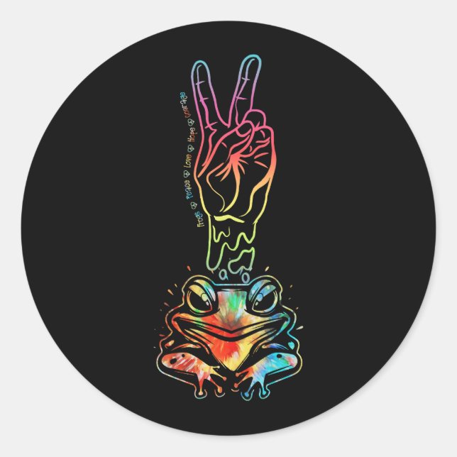 Adesivo Redondo Hippie Sapo Peace Love Hope Courage Tie Dye Peace (Frente)