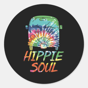 Adesivo Redondo Hippie Soul Microbus Van Hippie Lifstyle Hippie