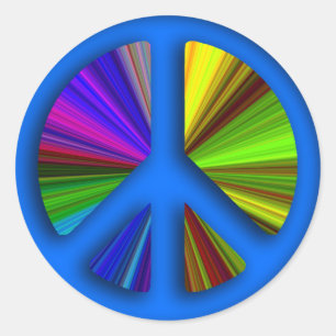 Adesivo Redondo Hippie Trippy Peace Sign