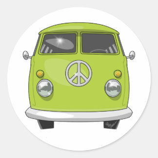 Adesivo Redondo Hippie Van 1960