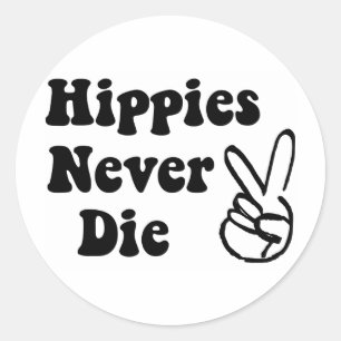 Adesivo Redondo Hippies Nunca Morrem