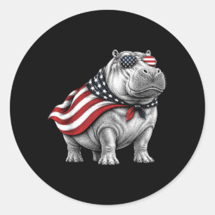 Adesivo Redondo Hippo 4 De Julho Bandeira Americana Patriótica Saf