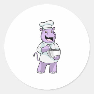 Adesivo Redondo Hippo as Chef with Bowl