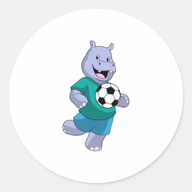Adesivo Redondo Hippo as Soccer player with Soccer (Frente)