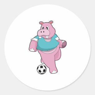 Adesivo Redondo Hippo as Soccer player with Soccer.PNG