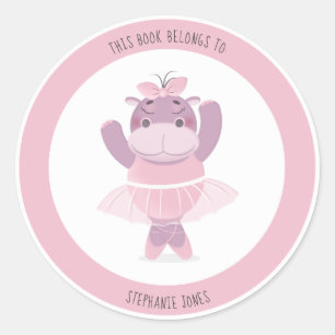 Adesivo Redondo Hippo Ballerina Este Livro Pertence a