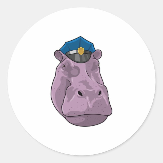 Adesivo Redondo Hippo como agente da Polícia (Frente)