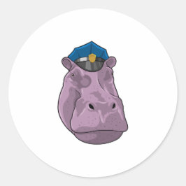 Adesivo Redondo Hippo como agente da Polícia