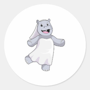 Adesivo Redondo Hippo como Noiva com Veil