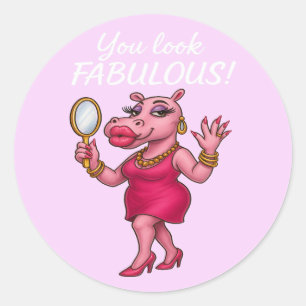 Adesivo Redondo Hippo de grande brilho - fabuloso espelho