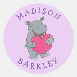 Adesivo Redondo Hippo Kid Cute Valentine's Envelope Seal Stickers