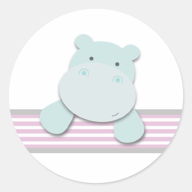Adesivo Redondo Hippo Pequeno {Rosa} | Autocolantes (Frente)