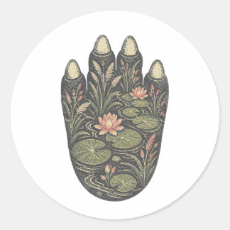 Adesivo Redondo Hippopotamus Botanical Footprint Nature Sticker