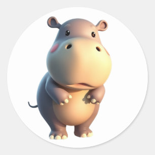 Adesivo Redondo Hippopotamus Stickers