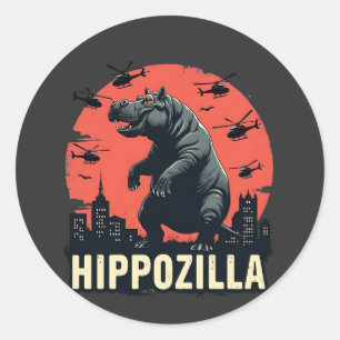 Adesivo Redondo Hippozilla Spooky Moo Deng Hippo Halloween