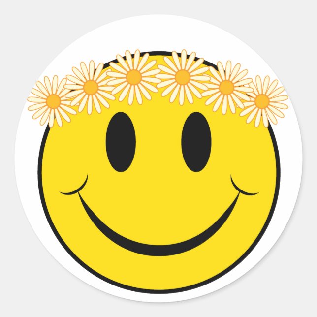 Adesivo Redondo Hippy Happy Face (Frente)