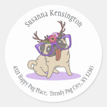 Hipster Bonito Boho Hippie Pug Big Glass Endereço