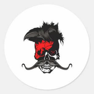 Adesivo Redondo Hipster Caveira Punk Cachorro Cachorro Cutado Ligh