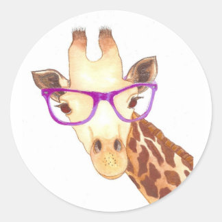 Adesivo Redondo Hipster Giraffe Sticker