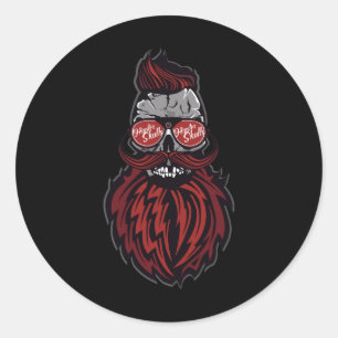 Adesivo Redondo Hipster Pulseiras do crânio Logotipo Beared do big