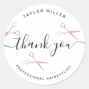 Adesivo Redondo Hirstilist para tesouras de rosa de ouro Elegante