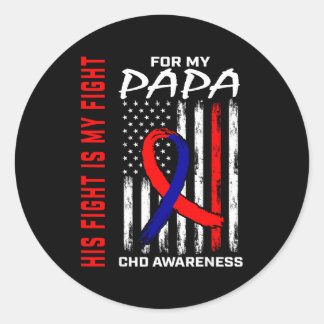 Adesivo Redondo His Fight Papa Chd Awareness American Flag Graphic