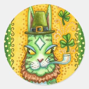 ADESIVO REDONDO HISS N' FITZ LEPRECHAUN, RUA. GATO ENGRAÇADO DO D