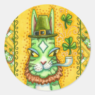 ADESIVO REDONDO HISS N' FITZ LEPRECHAUN, RUA. GATO ENGRAÇADO DO DI
