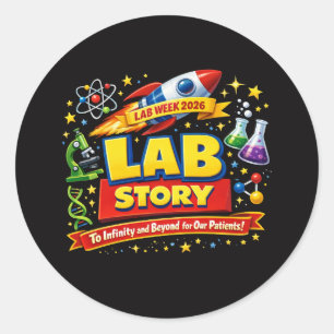 Adesivo Redondo HISTÓRIA DO LABORATÓRIO – Cartaz Científico da Sem