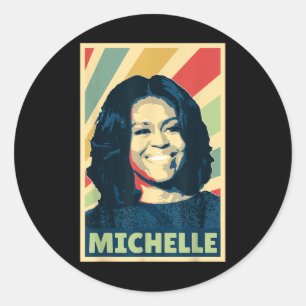 Adesivo Redondo História E Política Armazenam Michelle Obama Vinta