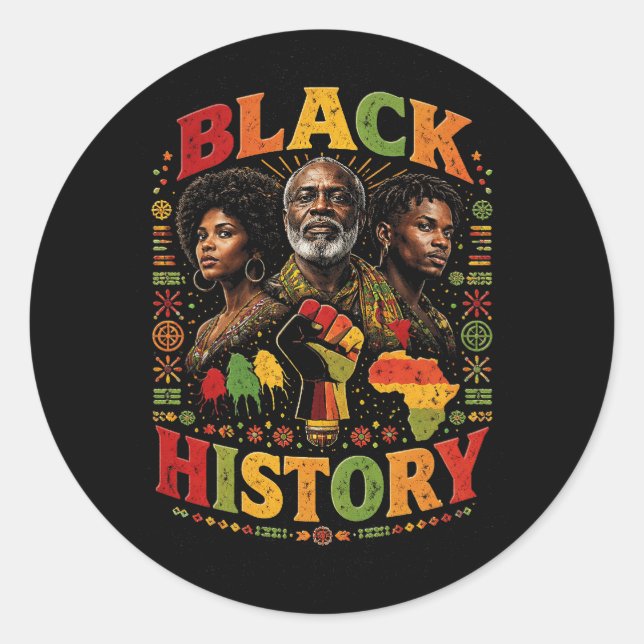 Adesivo Redondo História Negra (Frente)