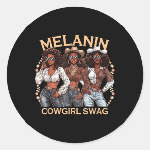 Adesivo Redondo História Negra Cowgirl Orgulho Africano Melanin Co