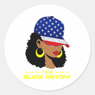 Adesivo Redondo História Negra É História Americana Afro-Americana