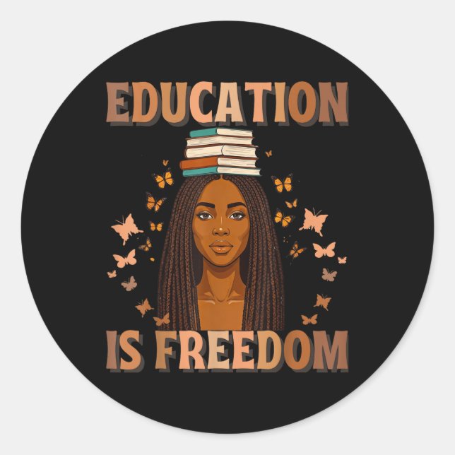 Adesivo Redondo História Negra Educação de Professores É Liberdade (Frente)