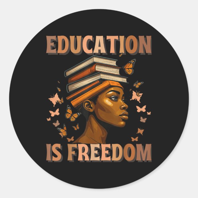 Adesivo Redondo História Negra Educação de Professores É Liberdade (Frente)