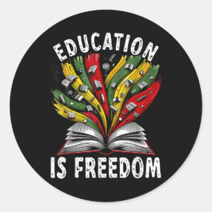 Adesivo Redondo História Negra Educação é Livro da Liberdade Preto