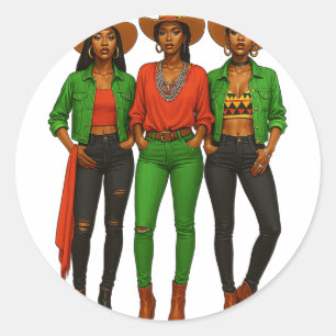 Adesivo Redondo História Negra Juneteenth Africano Melanina Cowgir