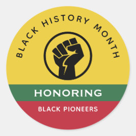 Adesivo Redondo História Negra Mês Curva Texto Afro-Americano