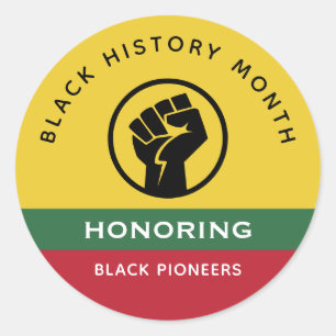 Adesivo Redondo História Negra Mês Curva Texto Afro-Americano