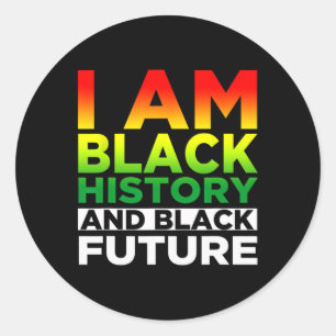 Adesivo Redondo História Negra Mês - Eu Sou Negra - Preto É Bela