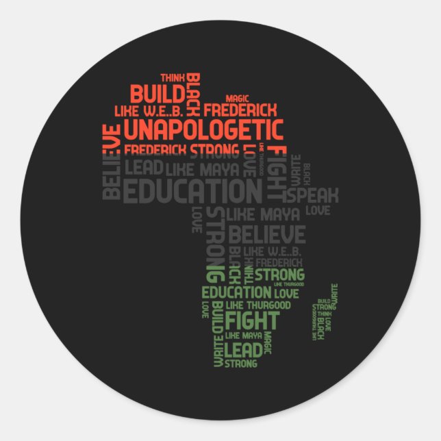 Adesivo Redondo História Negra Mês Vermelho Verde e Negro Africano (Frente)