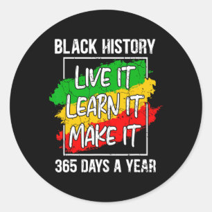 Adesivo Redondo História Negra Viva-a Aprenda Faça-a 365 Dias Ju