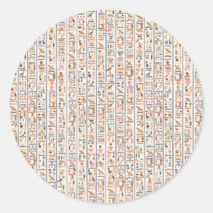 Adesivo Redondo histórico do padrão antigo de hieróglifos egypt