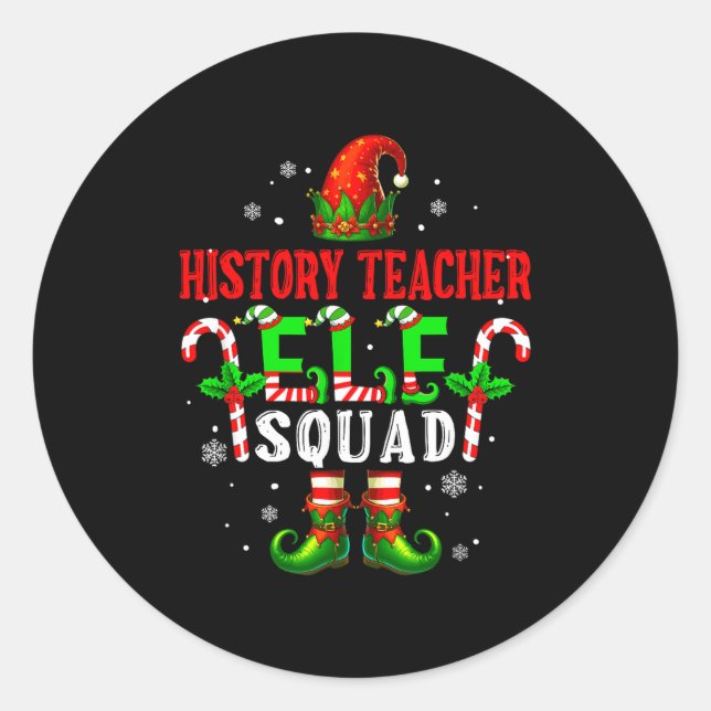 Adesivo Redondo History Teacher Elf Squad Xmas Elf Hat Scute Ss Cu (Frente)